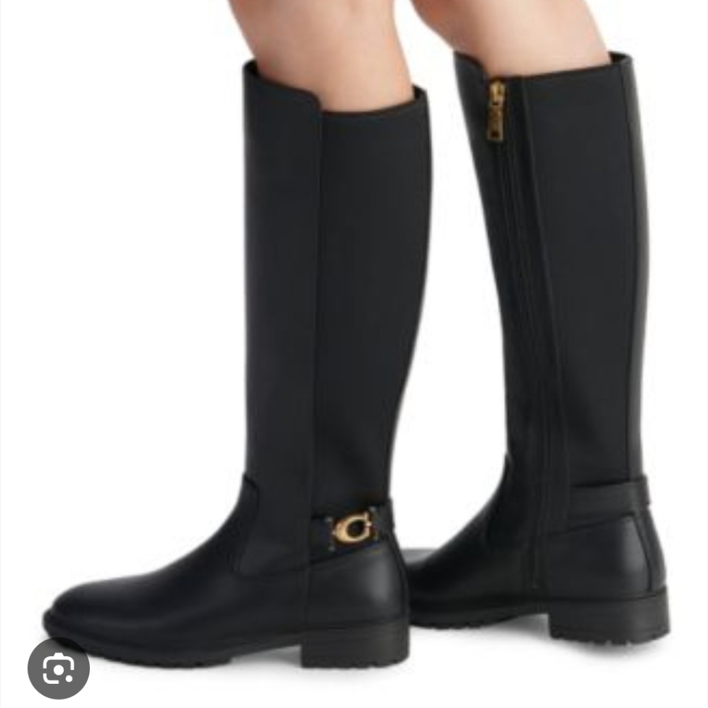 Coach Women’s Faith Knee High  Leather Lug Sole Riding Boots Sz 10